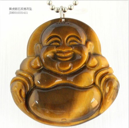 鉑晶爾曼黃虎眼石笑佛吊墜