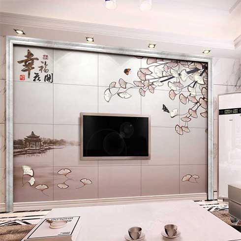 雅素麗藝術(shù)背景墻磚產(chǎn)品-雅素麗水刀鑲嵌背景墻系列-幸?；ㄩ_(kāi)